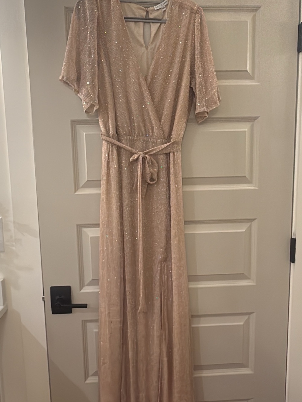 Baltic Born Nude Sequin Wrap Maxi Dress